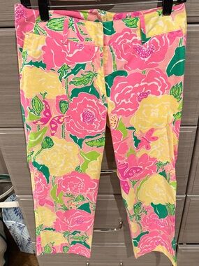 Lilly Pulitzer Pink, Yellow & Green Floral Capri Pants